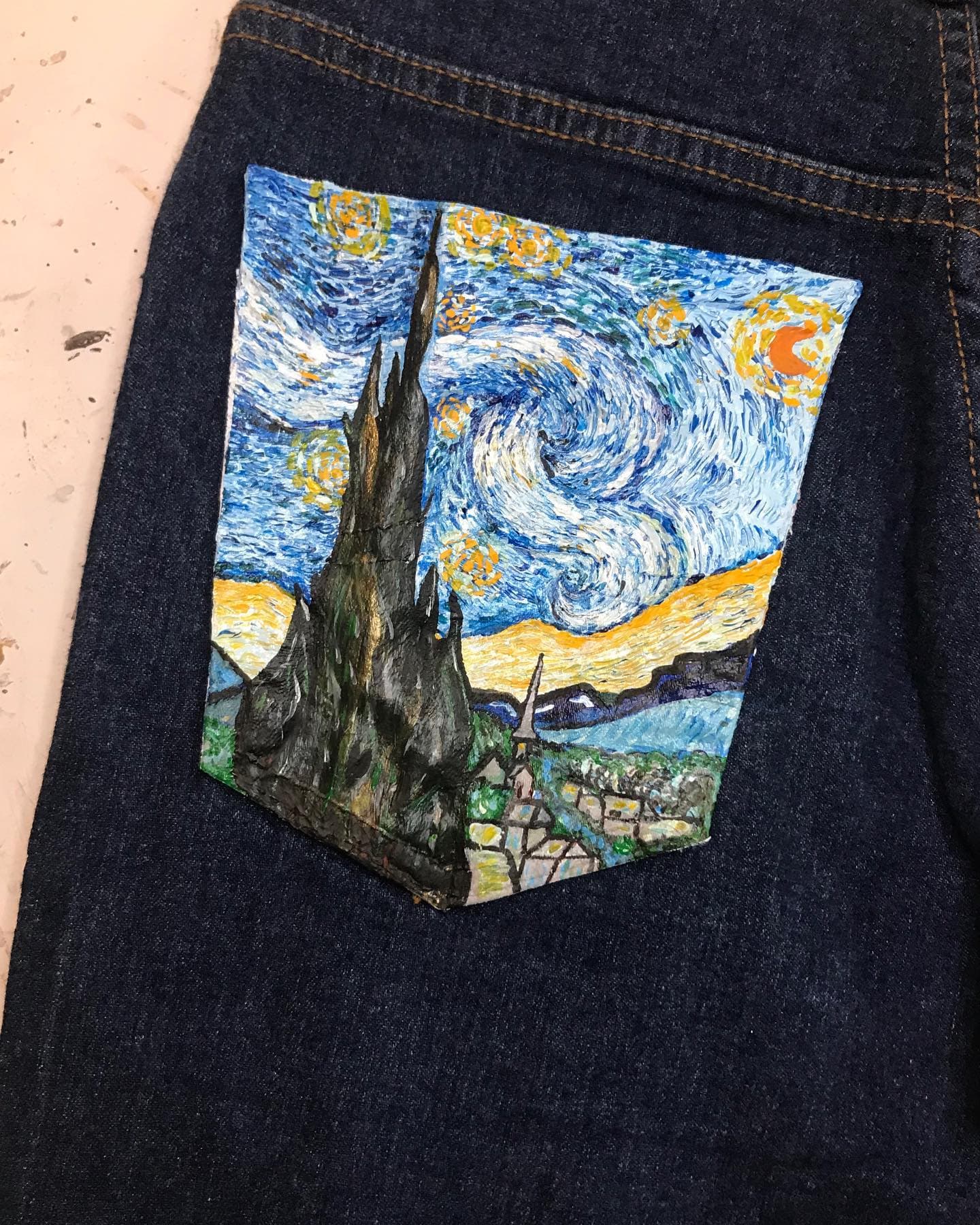 Notte stellata — Jeans · tasca dipinta